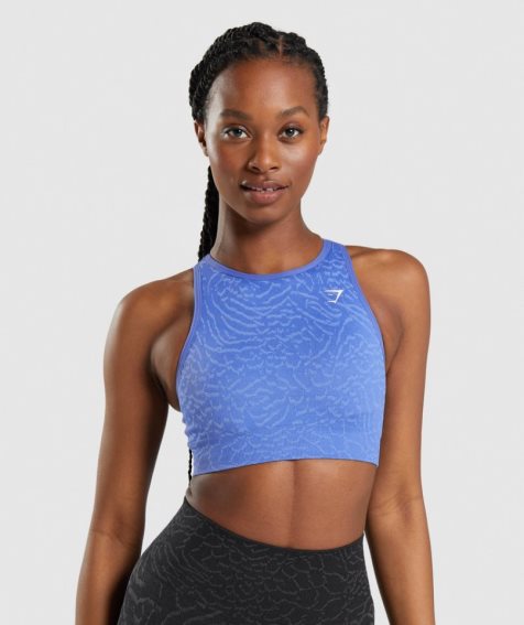 Staniki Sportowe Gymshark Adapt Animal Seamless Damskie Niebieskie | PL 643HLN